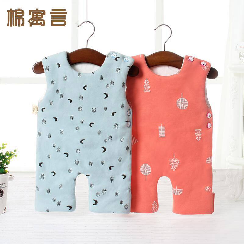 Cotton Fable Baby Clothes Clothes for Fall and Winter Children Thicken and Feet Belly around Baby Sleeping Cold