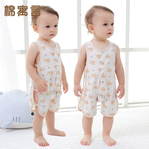 Хлопковое детское тонкое летнее боди для новорожденных для раннего возраста без рукавов, 0-1 лет