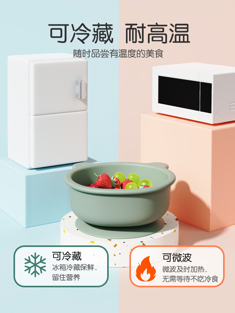Suction Cup Bowl for Babies, Special Baby Food Bowl, Silicone Anti-Fall, Thickened, Anti-Scalding, Kidsren's Learning to Eat Independently Tableware