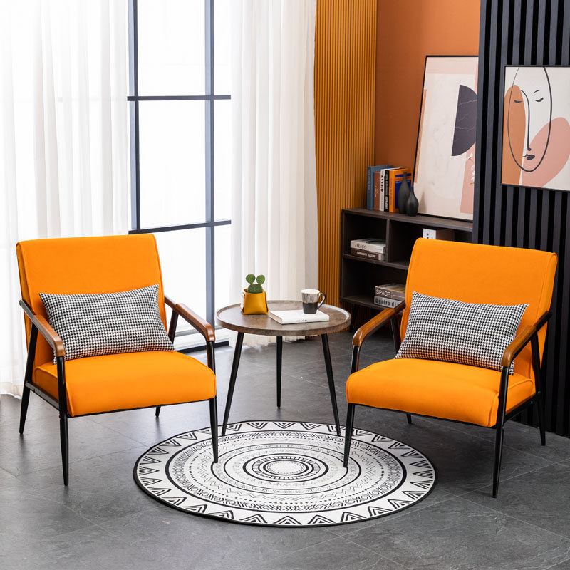 Nordic Retro Single Sofa Chair Office Guest Studio Hotel Tea Bar Casual Reception Iron Art Table And Chairs Combination