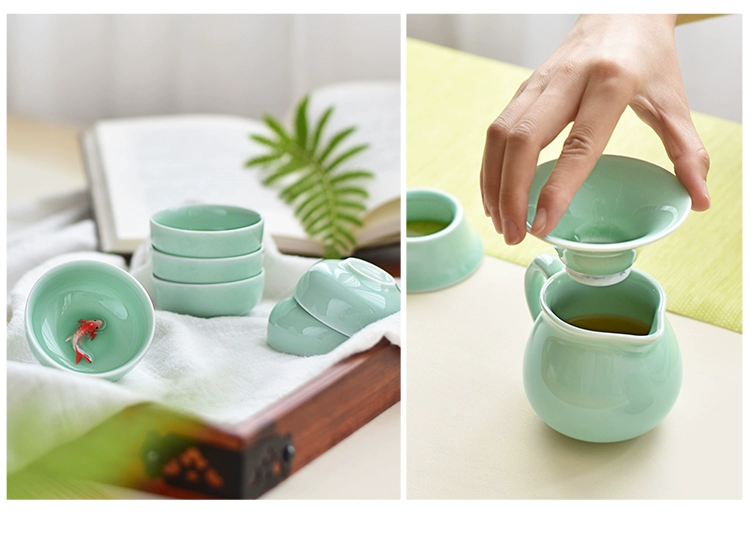 Cốc trà nhỏ 茗 Cup Bộ gốm Celadon Fish Kung Fu Bộ Set Master Cup Celadon Fish