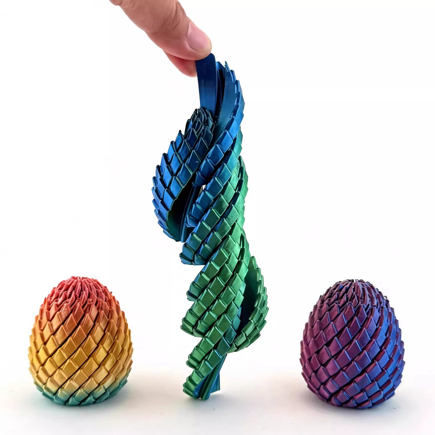 3Dプリント玩具：減圧ドラゴンエッグ、変形・回転・伸縮ボール、子供と大人のための創造的な携帯型減圧ツール