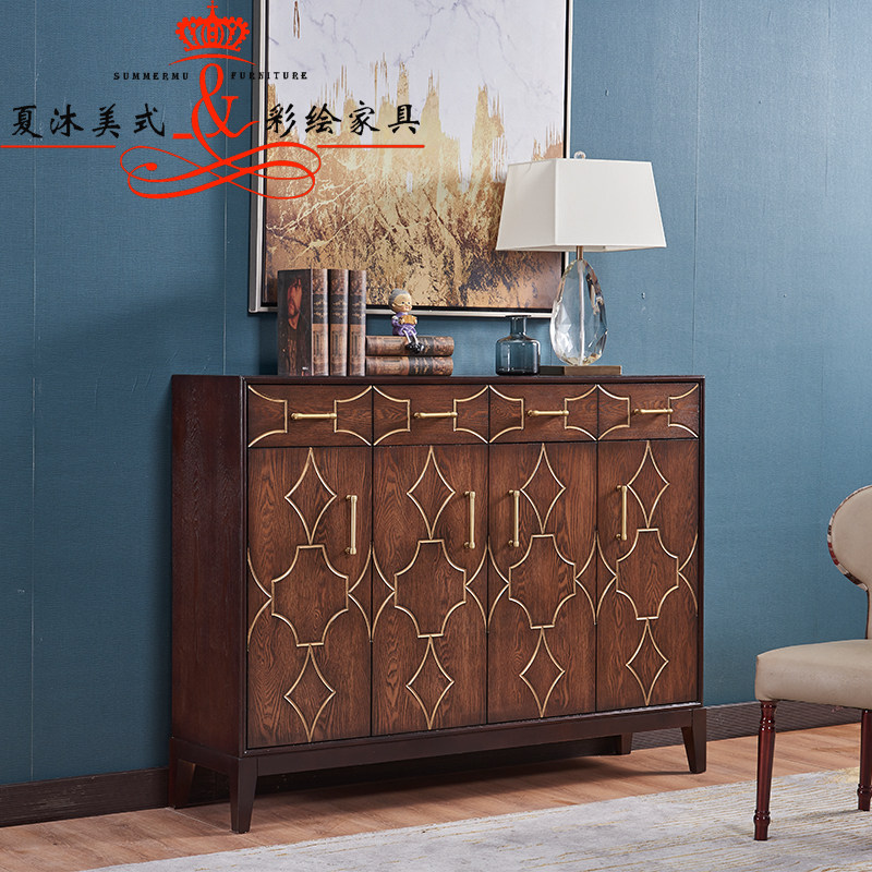 American light luxury minimal personality all - solid wood water and liuxian shoe cabinet locker