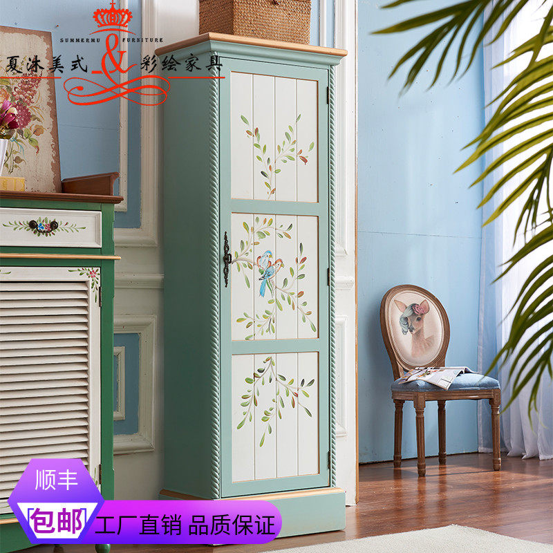 American painted shoe cabinet with mirror shoe cabinet Changing mirror cabinet small apartment type single wardrobe shoe cabinet book cabinet storage cabinet