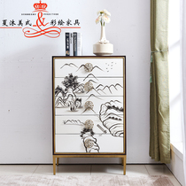 New Chinese Classical Minqing Aluminum Alloy Color Painting Landscape Painting Multi-Drawer Bucket Cabinet Xuanguan Sides A Few Light Lavish Cabinet Kitchen Cabinets