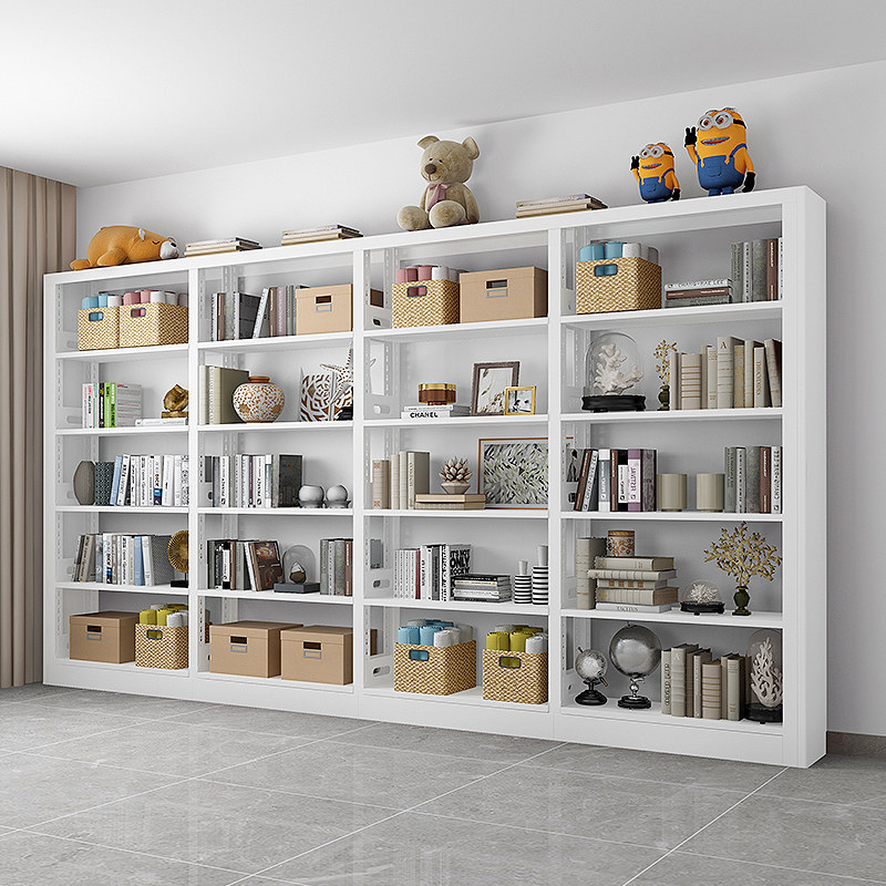 Simple bookshelf steel and wood floor shelf Library office storage shelf simple modern and economical iron shelf