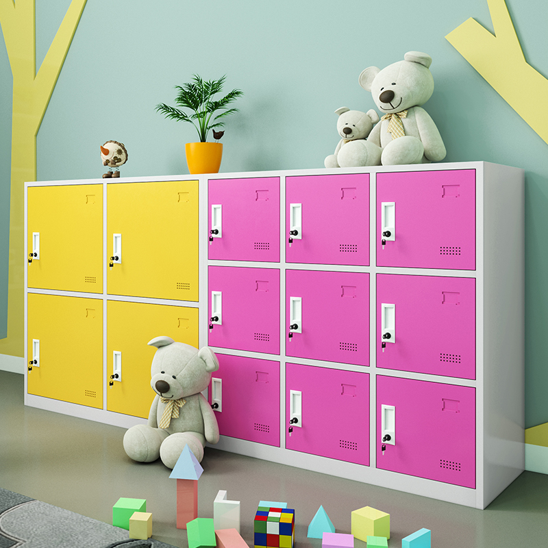 Color locker staff storage cabinet with lock steel storage low cabinet kindergarten schoolbag cabinet balcony cabinet iron cabinet