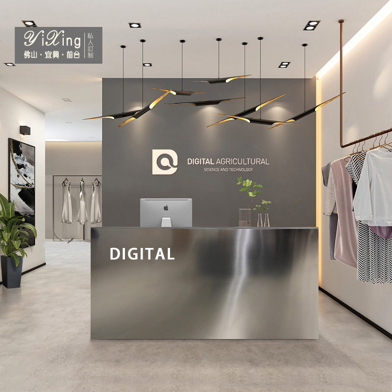 Custom stainless steel cash register simple modern small shop counter clothing store bar company front desk reception desk