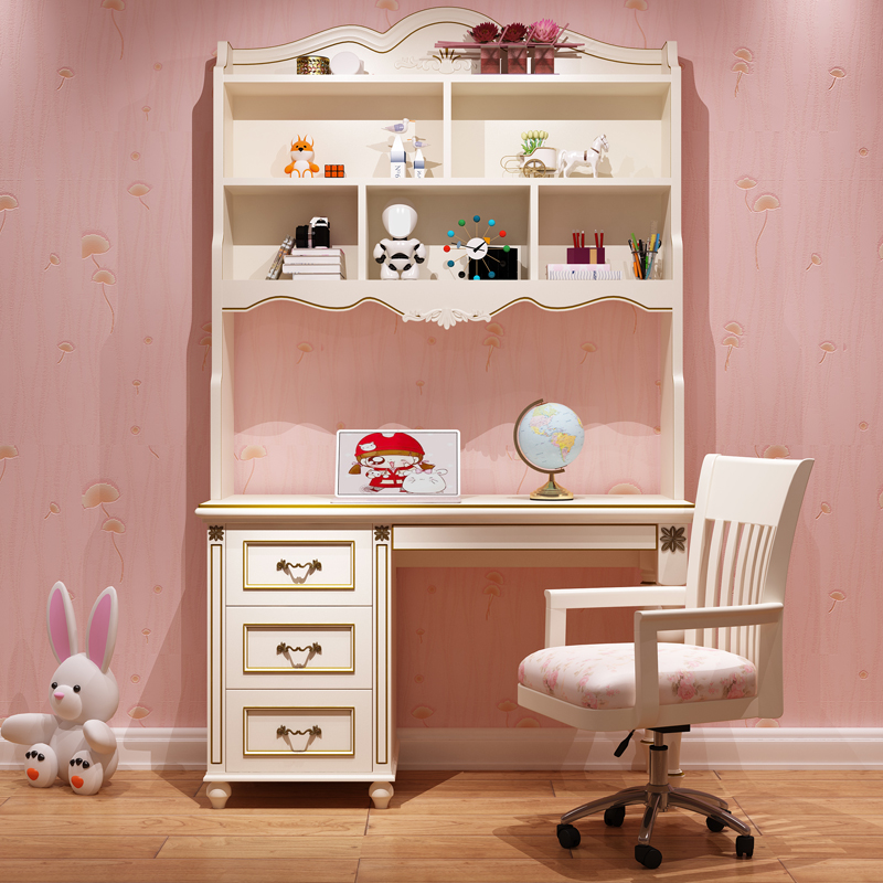 American computer desk children solid wood corner right angle desk bookshelf combined desk brief modern