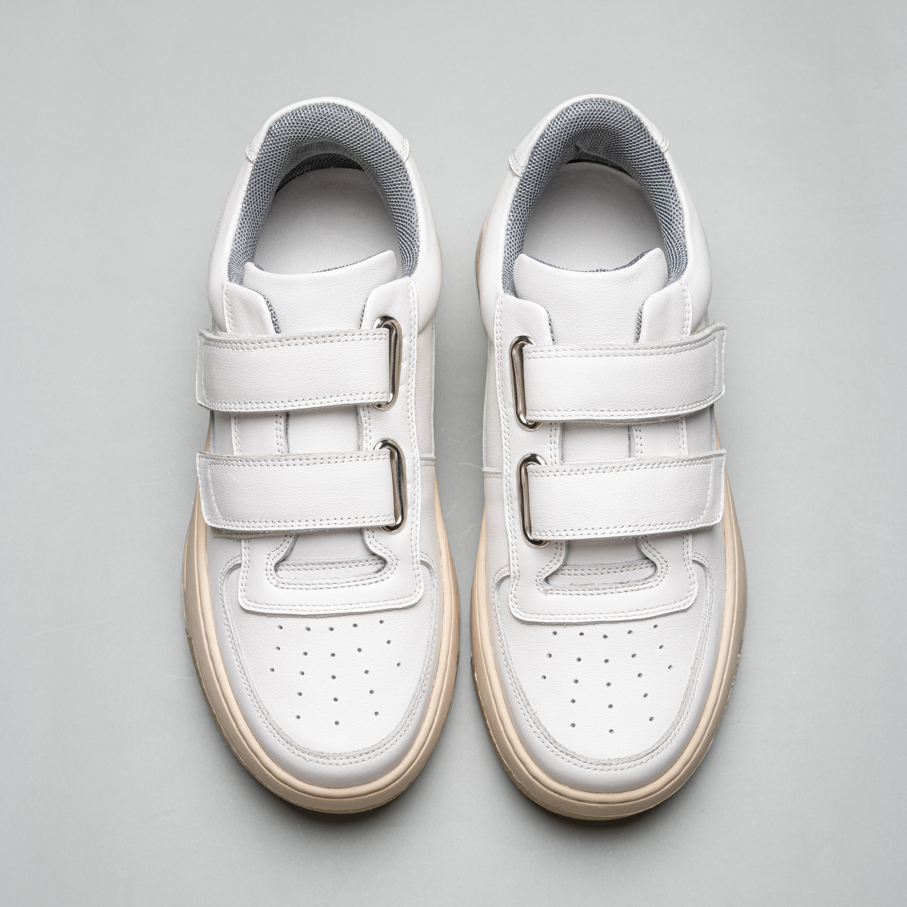 Puss in Boots (Smiley) Thick Sole Heightening Velcro Small White Shoes Women's Retro Leather Sports Casual Sneakers