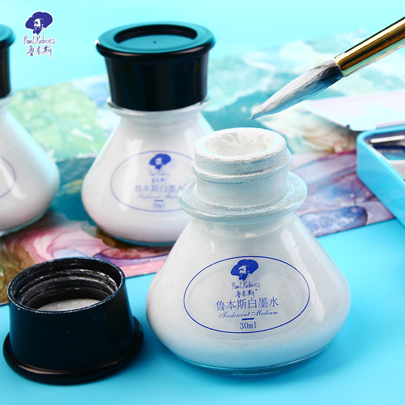 Rubens white ink Watercolor high gloss white line ink Watercolor painting cover liquid Watercolor paint white liquid hand-drawn illustration cartoon white painting starry sky snowflake white 30ml Quick-drying ink