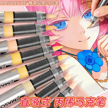 Masonis Acrylic Marker Pen, Liquid Type, Soft Tip, Skin Color Set, Flesh Color, Skin Tone, Anime Character Art Special Water-Based Pen for Elementary School Students, Middle School Students, Kindergarten Children, Non-Bleeding