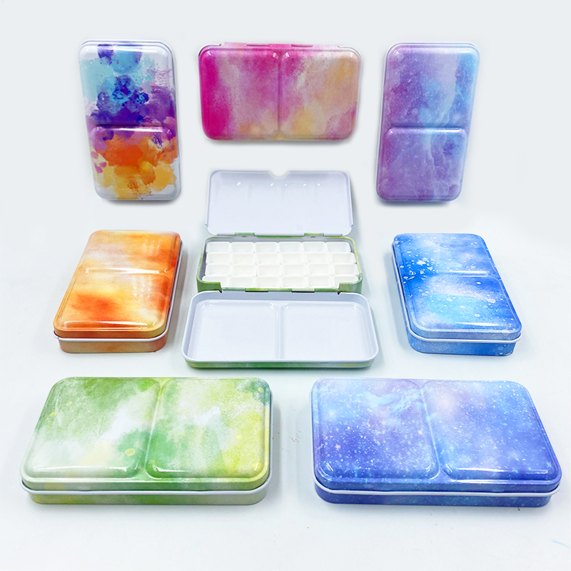 Solid Watercolor Split Split Iron Case Water Powder Paint Case Small Split Case Portable Travel 12 Gg 24 40 Gg 48 Gempty Box beginners Portable Mini Small Iron Case Professional Beauty Court Fine Art Suit