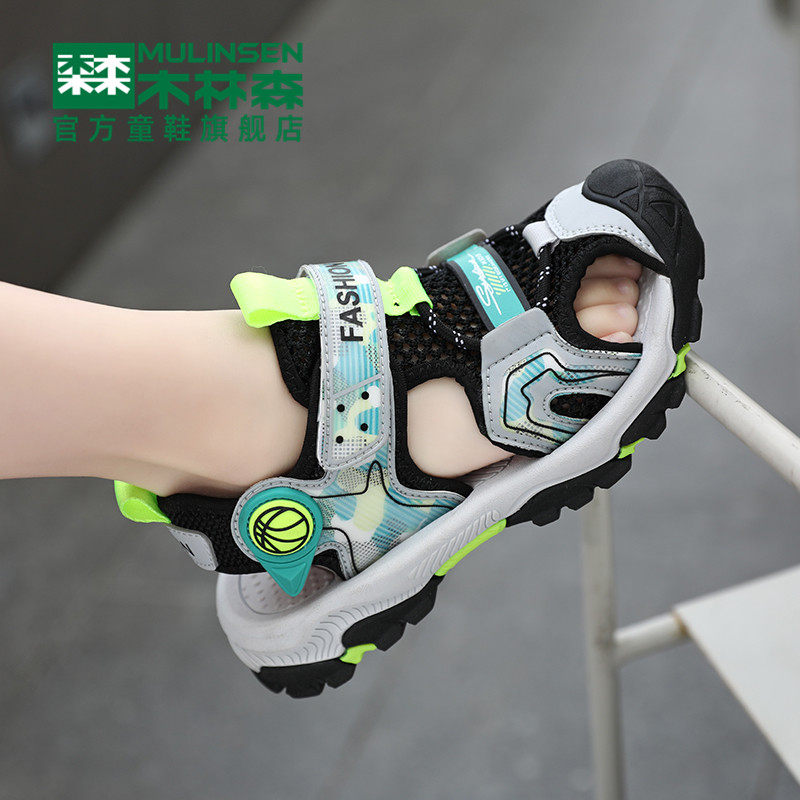 Mulinsen children's shoes boys summer sandals Korean version soft bottom non-slip medium and big children children's Baotou beach shoes trendy