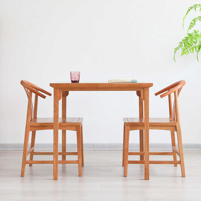 View as a clear square table chess table New Chinese style minimalist solid wood Lacquered Black Walnuts Wood Cherry Wood Minima balcony Table