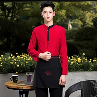 Мужской красный лонгслив, фартук