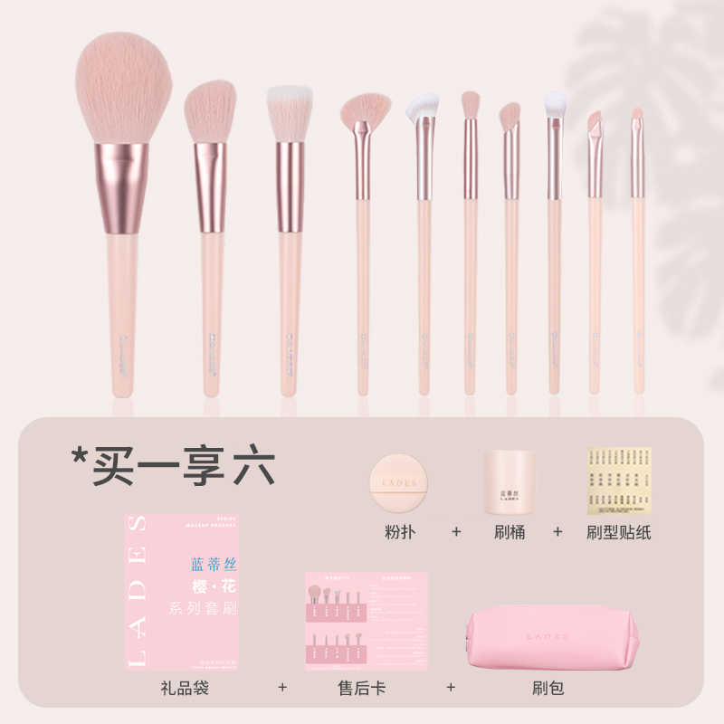 LADES/蓝蒂丝 Brush, set, face blush, concealer for contouring, 10 pieces