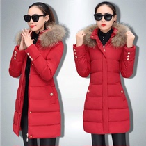 2022 winter new large size thin down padded jacket womens mid-length cotton jacket fat mm loose thick padded jacket