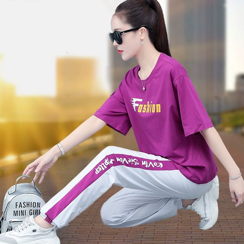 Спортивный костюм, модные хлопковые штаны, комплект, большой размер, свободный крой