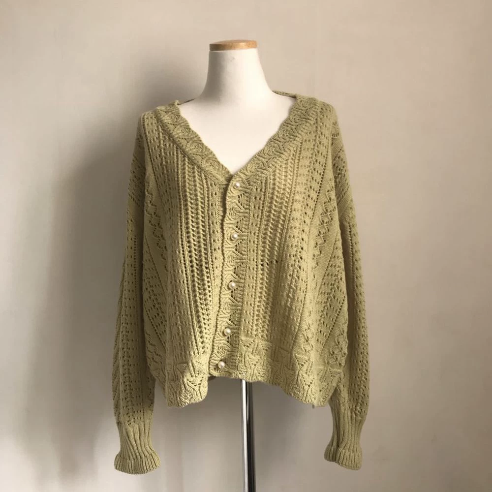 Тонкий осенний кардиган, ажурная вязанаая куртка
