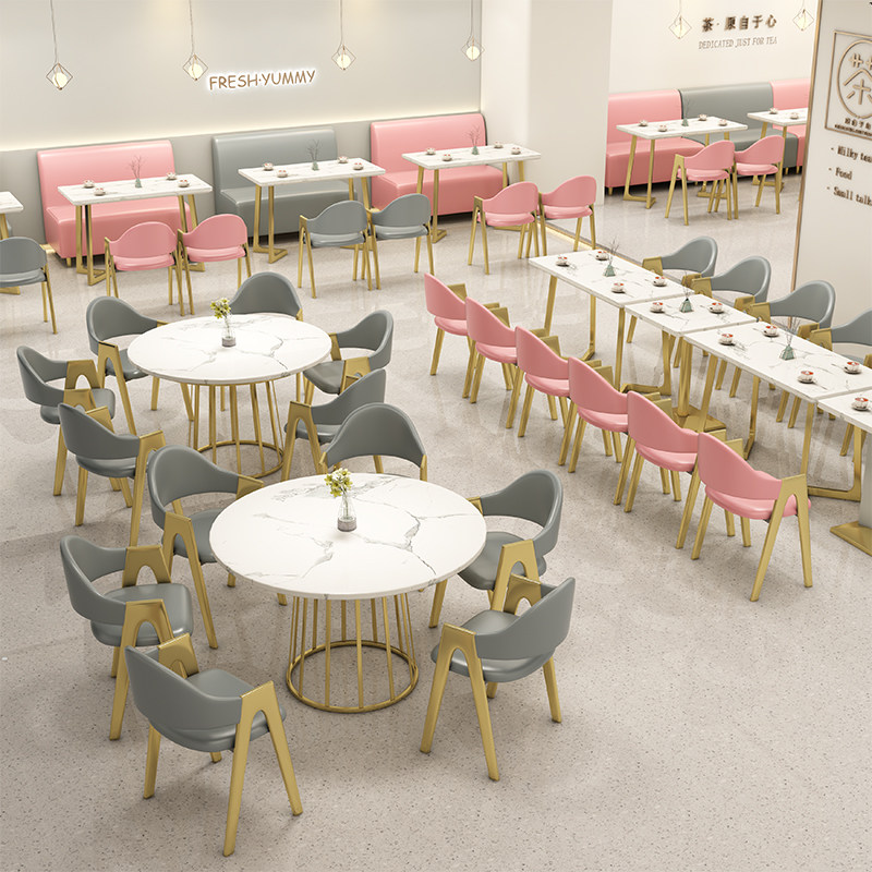 Net red dessert milk tea shop table and chair combination against the wall sofa card seat cafe restaurant dining table dining table and chair customization