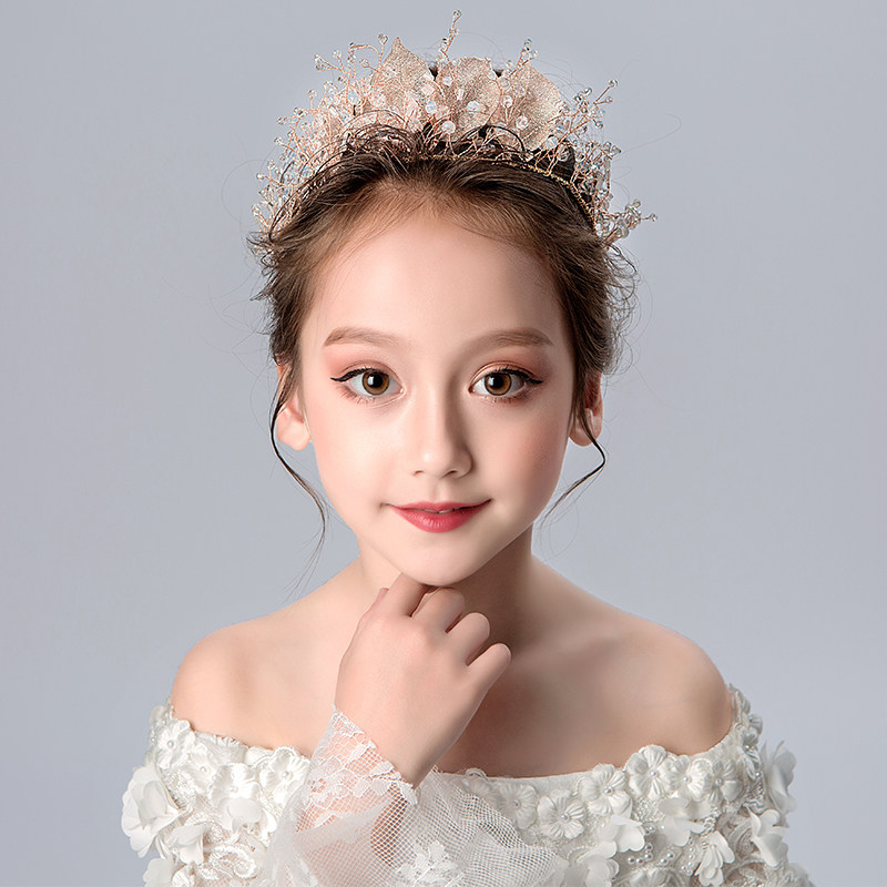 Girl Play Gown Accessories Flowers Pearls Head Flower Hair Accessories Children's Hair Stirrup Hair Stirrup Crown Prince Crown Prince Crown Crown