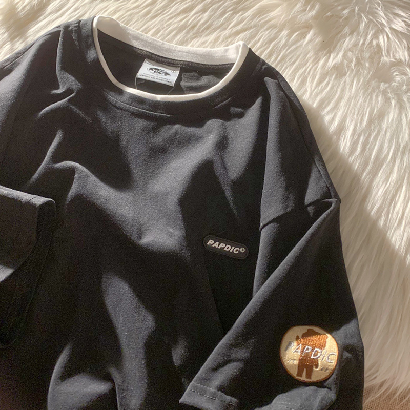 Black M2021 New products say hello Of Bear element Short sleeve T-shirt female summer Simple and versatile Academic atmosphere lovers jacket