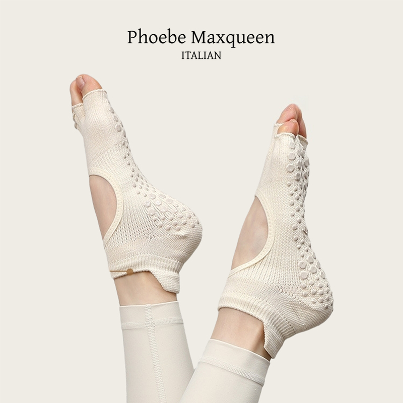 Italian Maxqueen Pilates-Specific Socks, Open-Toe Yoga Socks, Non-Slip Professional Women's Split-Toe Five-Finger Socks