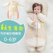 Bé ngủ túi chân mùa xuân và mùa thu có thể tháo rời tay áo cotton sơ sinh cho bé