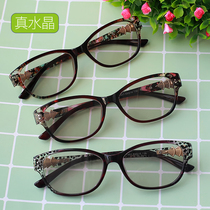Crystal glasses small frame stone mirror female light color film fashion anti-ultraviolet cool eyesight anti-fatigue Sunscreen Face