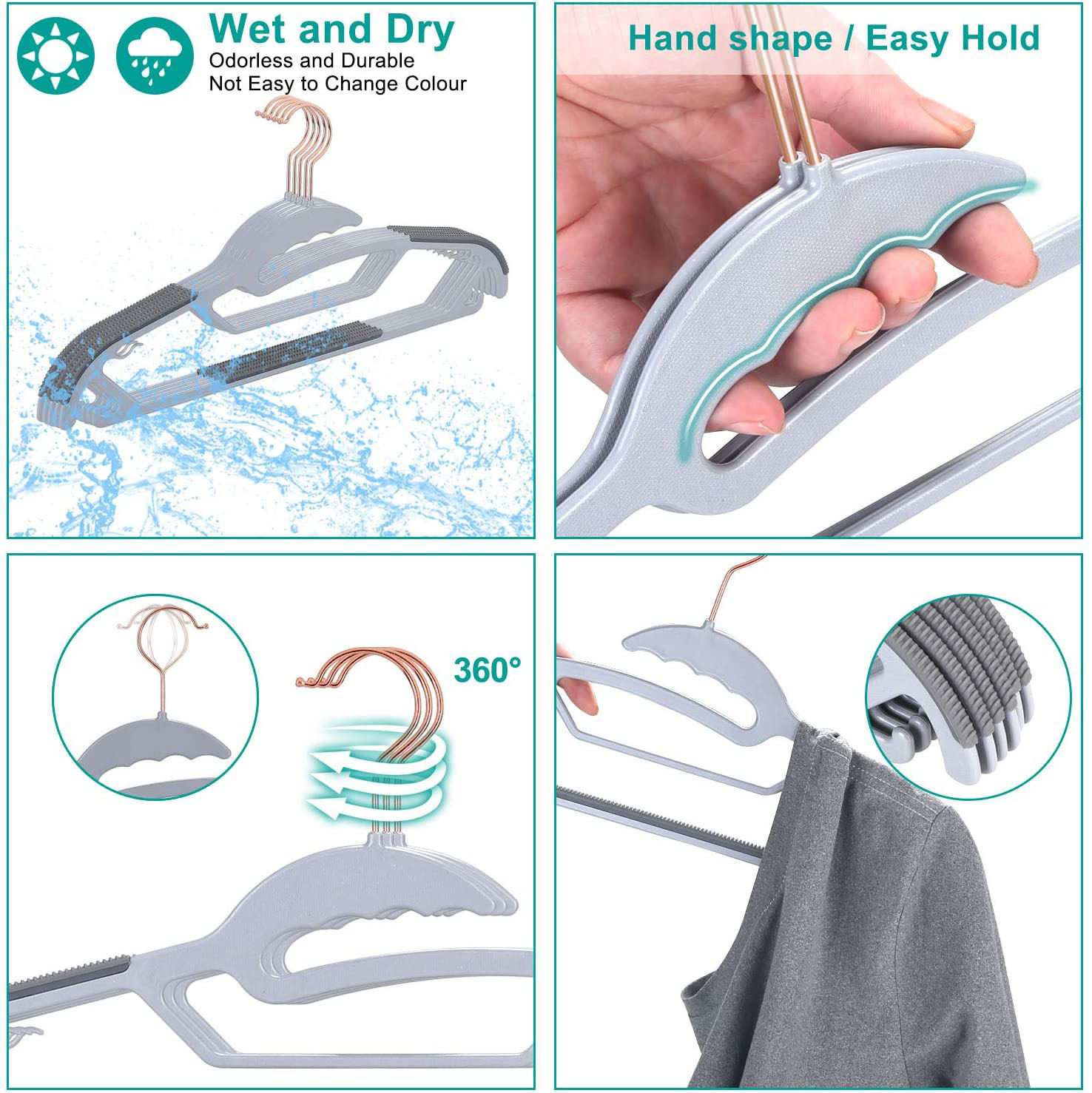 Multi-function hanging clothes rack Dry and wet dual-use non-slip clothes rack ABS plastic drying rack with TPR non-slip strip