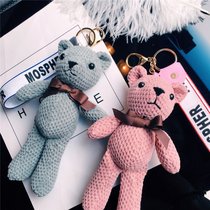 Creative knitted cloth pineapple bear doll keychain bag pendant male Lady cute key chain gift pendant