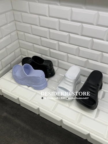 Givenchy, тапочки на платформе, высокие резиновые многоцветные слайдеры