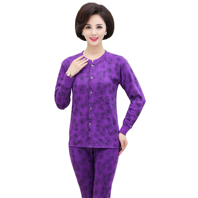 quần mùa thu bông cardigan trung niên và người già thiết mẹ ấm đồ lót mỏng mở cardied lớn phụ nữ bông áo len