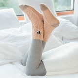 СущностьМао Мао Корал Бархал Мультфильм Спящие Зимние Спящие Носки Женский Женский Зимний плюш милый