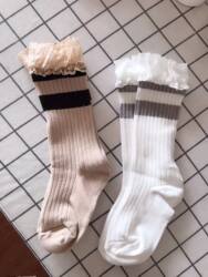 ຖົງຕີນເດັກນ້ອຍຍິງ mid-calf socks 2 ສີ