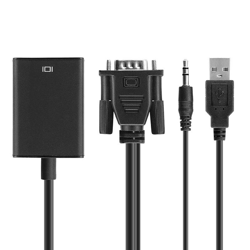 VGA to HDMI cable with audio computer to video converter HD USB power supply port cable