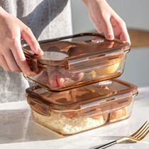 Online Red Lunch Box Ins Lunch Box Portable Microwave Oven Heating Insulated Glass Box Office Work Group Large Capacity