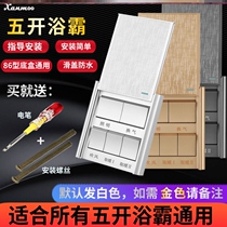 Toilet toilet switch panel integrated ceiling fan heating bath bully Exhaust fan Lighting one five in one 5 switch