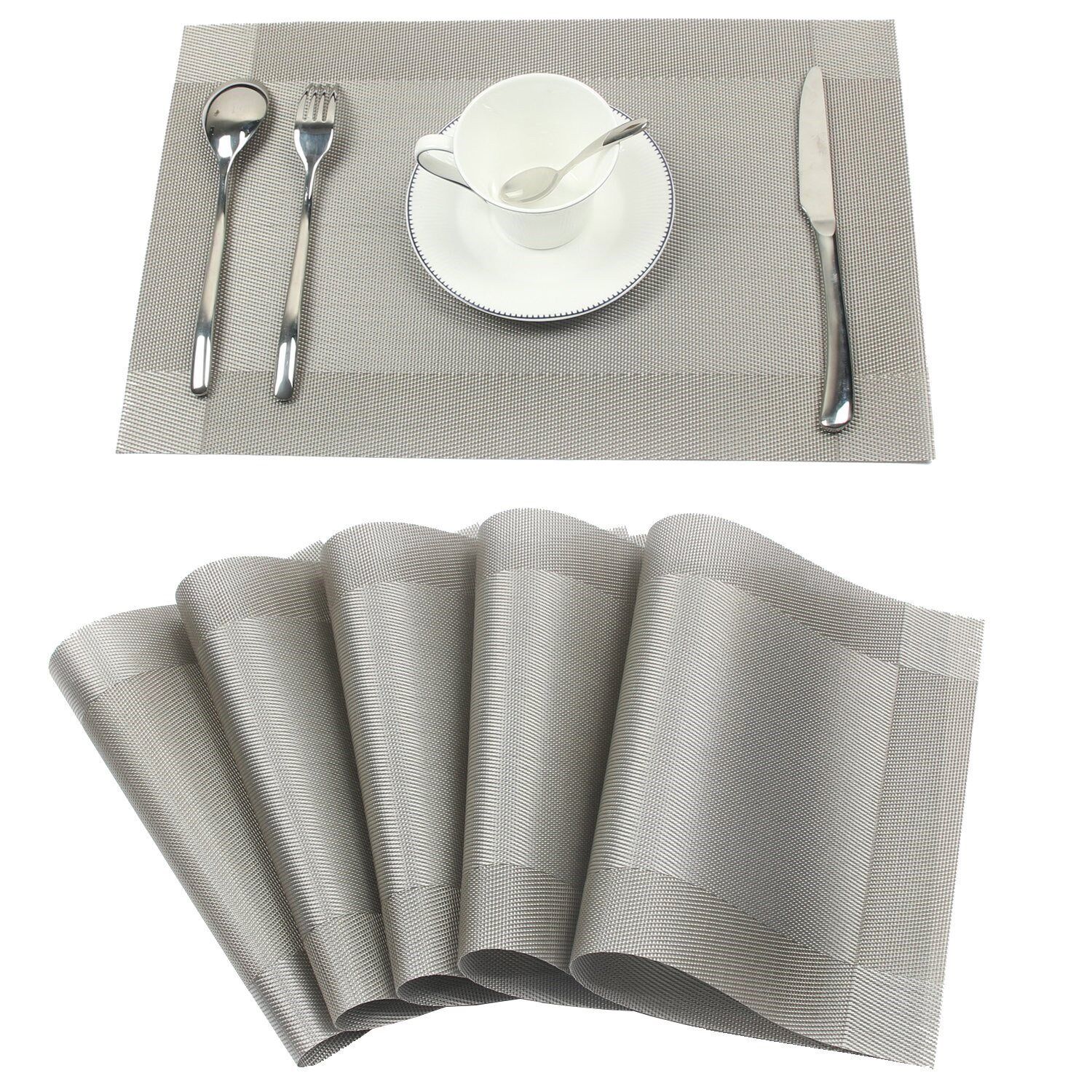 pvc placemats washable kitchen table heat resistant set of 6