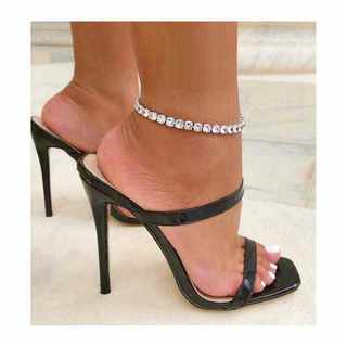 欧美时尚一条满钻闪亮脚链女简约百搭粗钻脚饰rhinestone anklet