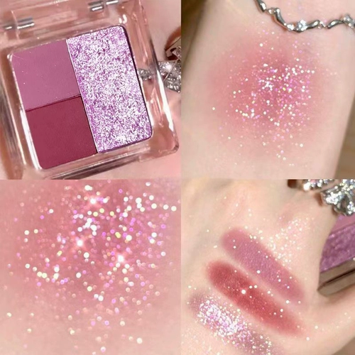 Розово-фиолетовая сиреневая волшебная матовая маленькая портативная тени для век, три цвета