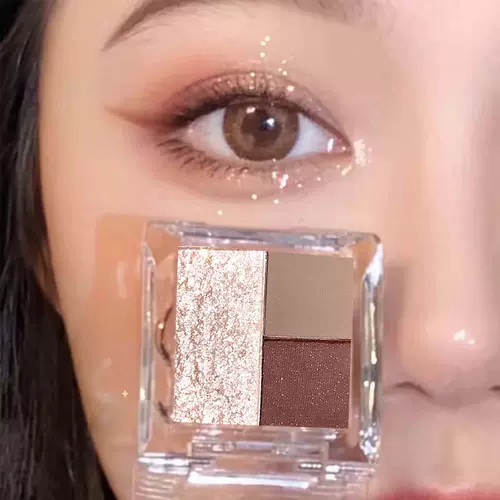 Розово-фиолетовая сиреневая волшебная матовая маленькая портативная тени для век, три цвета