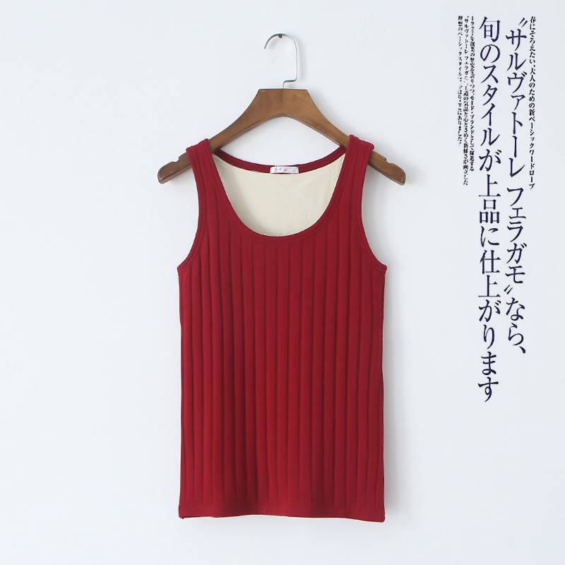 Dày với nhung womens ấm đất vest rượu tươi trẻ đúp lớp soi sáng đáy nhung chặt nhỏ.