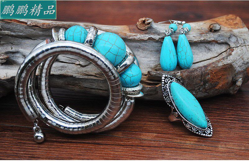 Ожерелье women vintage turquoise necklace earrings set of four Other