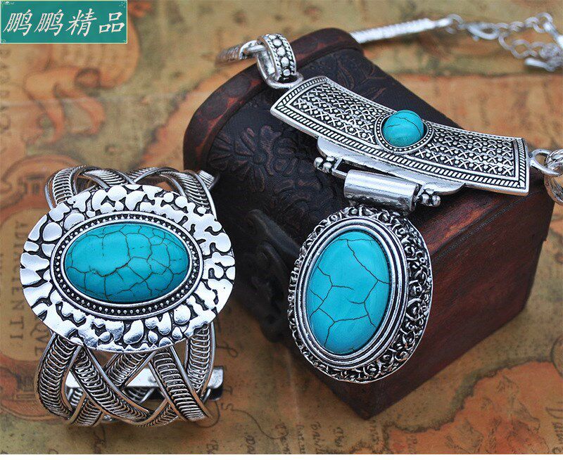 Ожерелье women vintage turquoise necklace earrings set of four Other