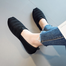 Old Beijing cloth shoes women Korean version of a pedal foot canvas shoes women non-slip soft sole student shoes hollow breathable womens shoes