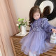 Girls autumn celebrity style pearl lace mesh princess dress 2022 spring and autumn little girl temperament dress dress