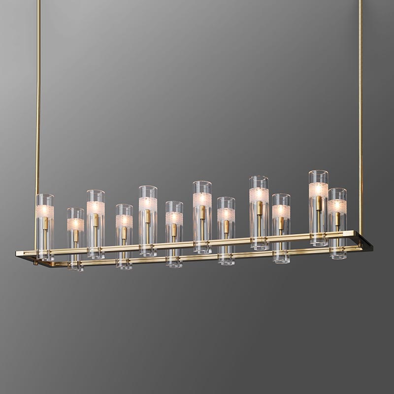 Mirror North and South Europe Post-modern American Simple Light Luxury Dining Room Designer Model Room Bar Long Glass Chandelier