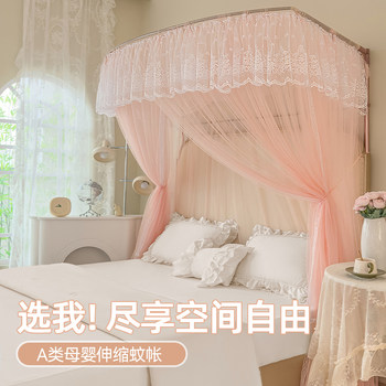 U-Shaped Retractable Floor-Standing Palace-Style Mosquito Net for Home Bedroom Princess 2025 New Model High-End No-Installation Bracket Reinforced